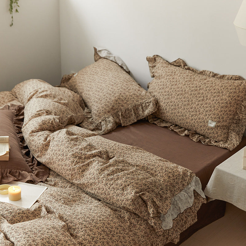 HKM-288275 Floral Double Gauze Bed Set - 4 Pieces, Pure Cotton, Available in Multiple Styles & Sizes