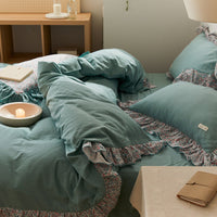 HKM-288275 Floral Double Gauze Bed Set - 4 Pieces, Pure Cotton, Available in Multiple Styles & Sizes