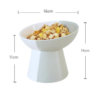 HKM-288467 Ceramic Pet Food Bowl Set with Slant Mouth Design in Color Blocked Style - Available in Pink, Blue, Dark Green, Grass Green