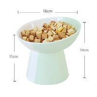 HKM-288467 Ceramic Pet Food Bowl Set with Slant Mouth Design in Color Blocked Style - Available in Pink, Blue, Dark Green, Grass Green