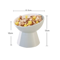 HKM-288467 Ceramic Pet Food Bowl Set with Slant Mouth Design in Color Blocked Style - Available in Pink, Blue, Dark Green, Grass Green
