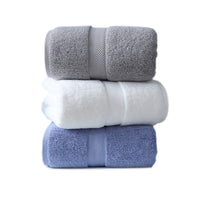 HKM-288531 Thick Long-Staple Cotton Bath Towel - Soft, Absorbent, 80x160cm in White, Blue, and Dark Gray