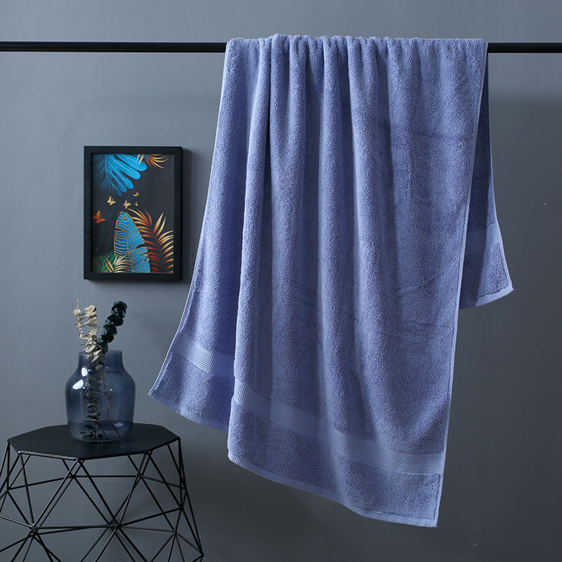KTX-288531 Thick Long-Staple Cotton Bath Towel - Soft, Absorbent, 80x160cm in White, Blue, and Dark Gray