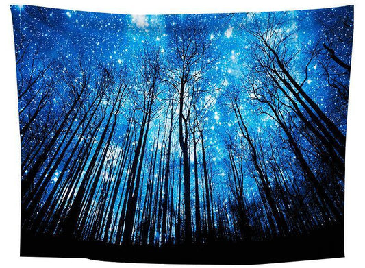 KTX-288659 Tall Trees Light Up The Sky Polyester Tapestry for Wall Hanging and Carpet Use