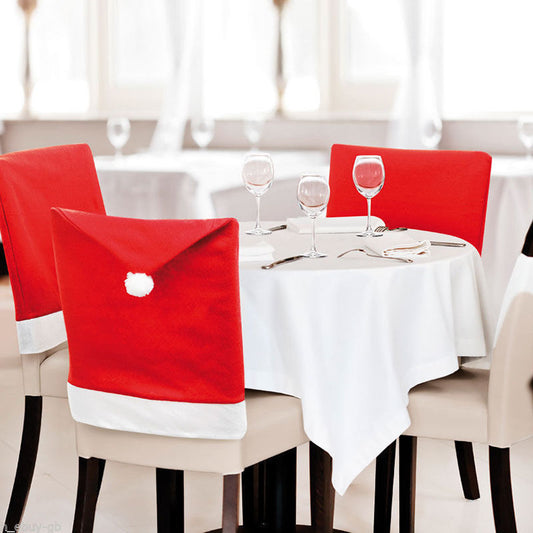 HKM-288723 Christmas Chair Covers Set - Festive Santa & Snowman Designs, Ideal for Holiday Decorations, 100% Hypoallergenic Fabric