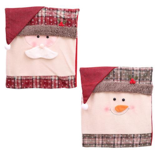 HKM-288723 Christmas Chair Covers Set - Festive Santa & Snowman Designs, Ideal for Holiday Decorations, 100% Hypoallergenic Fabric