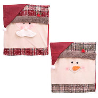 HKM-288723 Christmas Chair Covers Set - Festive Santa & Snowman Designs, Ideal for Holiday Decorations, 100% Hypoallergenic Fabric