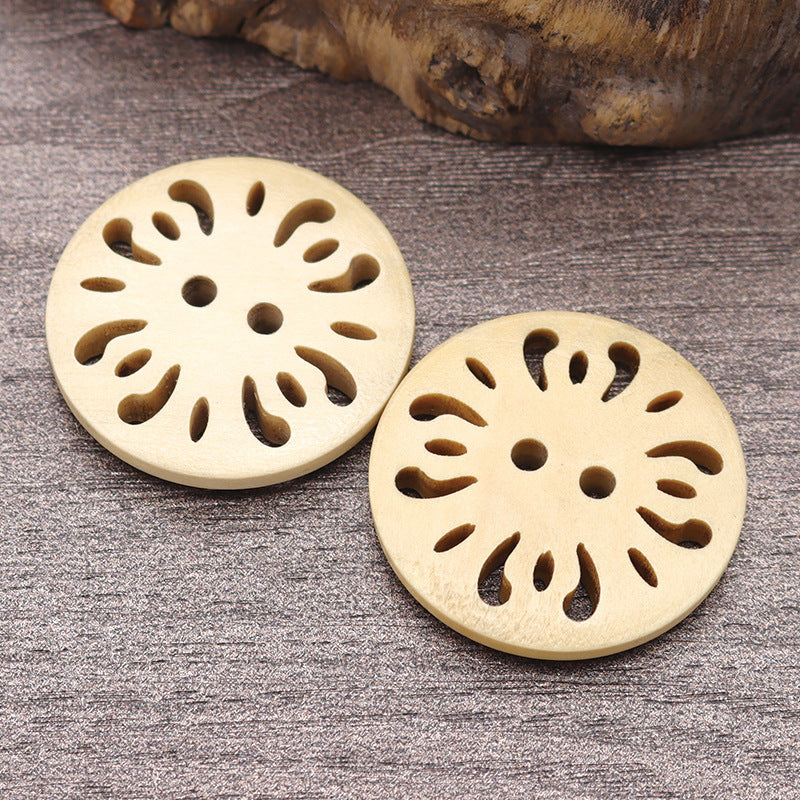 HKM-288787 Natural Wood Dyed Eye Buttons Set for Cardigans and Coats - 20 Pieces