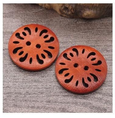 HKM-288787 Natural Wood Dyed Eye Buttons Set for Cardigans and Coats - 20 Pieces