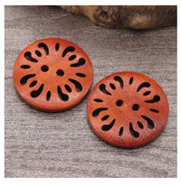 HKM-288787 Natural Wood Dyed Eye Buttons Set for Cardigans and Coats - 20 Pieces