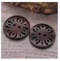 HKM-288787 Natural Wood Dyed Eye Buttons Set for Cardigans and Coats - 20 Pieces