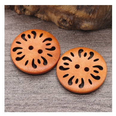 HKM-288787 Natural Wood Dyed Eye Buttons Set for Cardigans and Coats - 20 Pieces