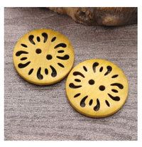 HKM-288787 Natural Wood Dyed Eye Buttons Set for Cardigans and Coats - 20 Pieces
