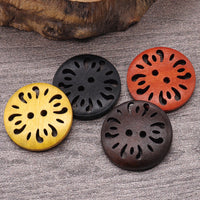HKM-288787 Natural Wood Dyed Eye Buttons Set for Cardigans and Coats - 20 Pieces