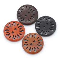HKM-288787 Natural Wood Dyed Eye Buttons Set for Cardigans and Coats - 20 Pieces