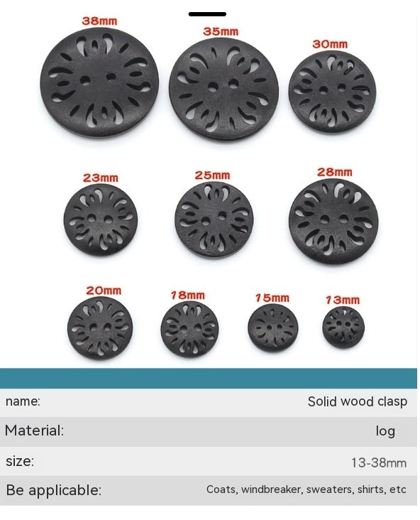 HKM-288787 Natural Wood Dyed Eye Buttons Set for Cardigans and Coats - 20 Pieces