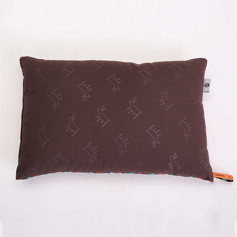 HKM-288787 Portable Outdoor Camping Pillow - 80% Polyester Fiber & 20% Cotton, Compact Storage Size 25x13cm, Expanded Size 40x30x10cm