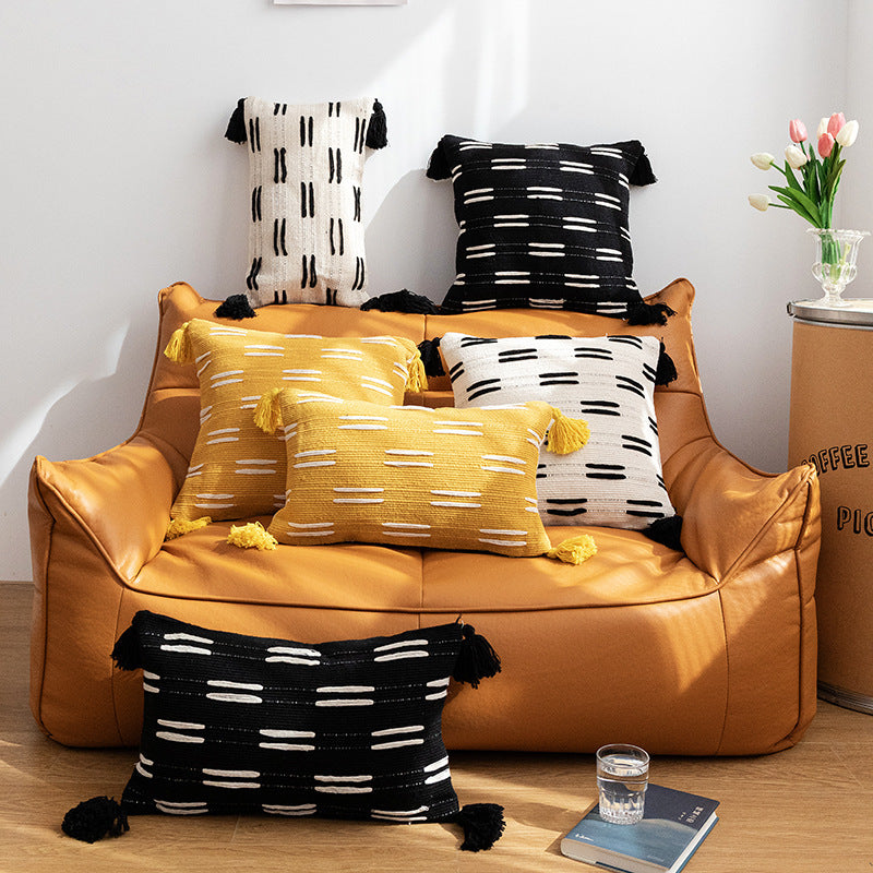HKM-288915 Bohemian Circle Fringe Pillow Cover, Cotton, Nordic Style, 45x45cm & 30x50cm