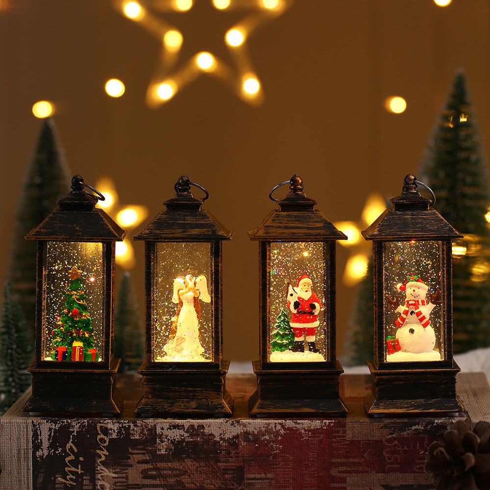 HKM-288915 Portable LED Oil Lamp for Christmas Decoration - European Style Snowman, Tree, Angel, and Elderly Designs