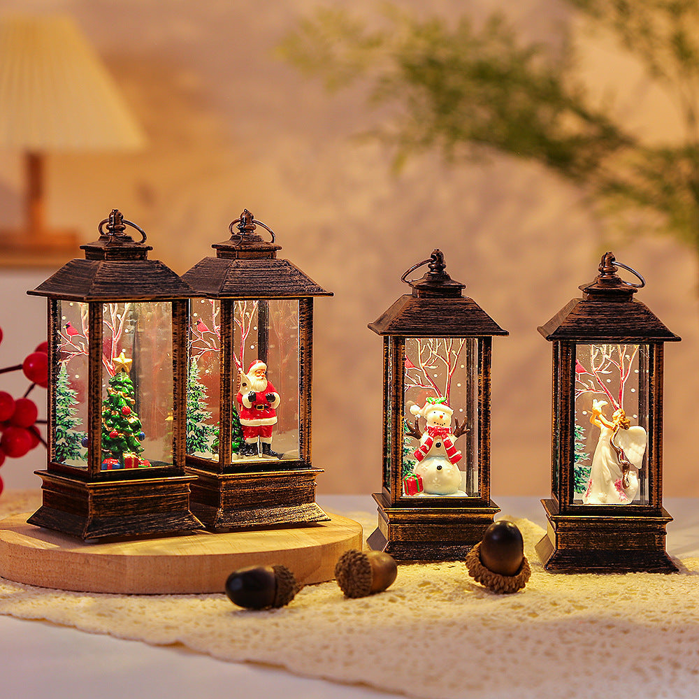 HKM-288915 Portable LED Oil Lamp for Christmas Decoration - European Style Snowman, Tree, Angel, and Elderly Designs