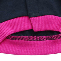 HKM-288979 Cotton Hooded T-Shirt for Small Dogs - Comfortable Leisure Wear in Black and Rose Red Edge