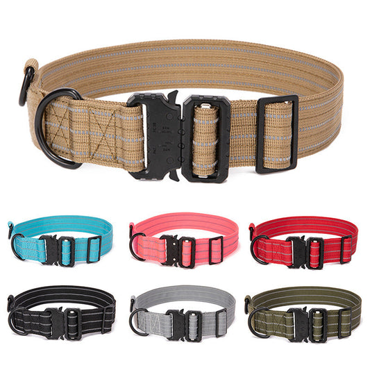 HKM-288979 Tactical Outdoor Dog Collar for Medium to Large Dogs, Adjustable 32-56CM, Multiple Color Options