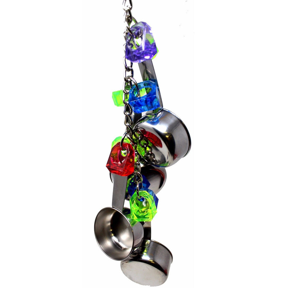 HKM-289043 Four-pot Stainless Steel Hanging Toy for Birds and Small Pets