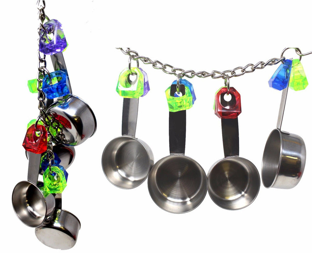 HKM-289043 Four-pot Stainless Steel Hanging Toy for Birds and Small Pets