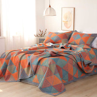 HKM-289107 Cotton Gauze Bed Blanket Set with Floral Print - Includes 1 Blanket and 2 Pillowcases in Various Sizes