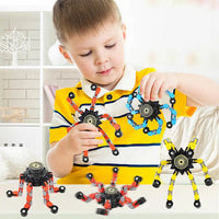 HKM-289107 Deformed Mechanical Gyro Luminous Fingertip Spinner Toy for Stress Relief