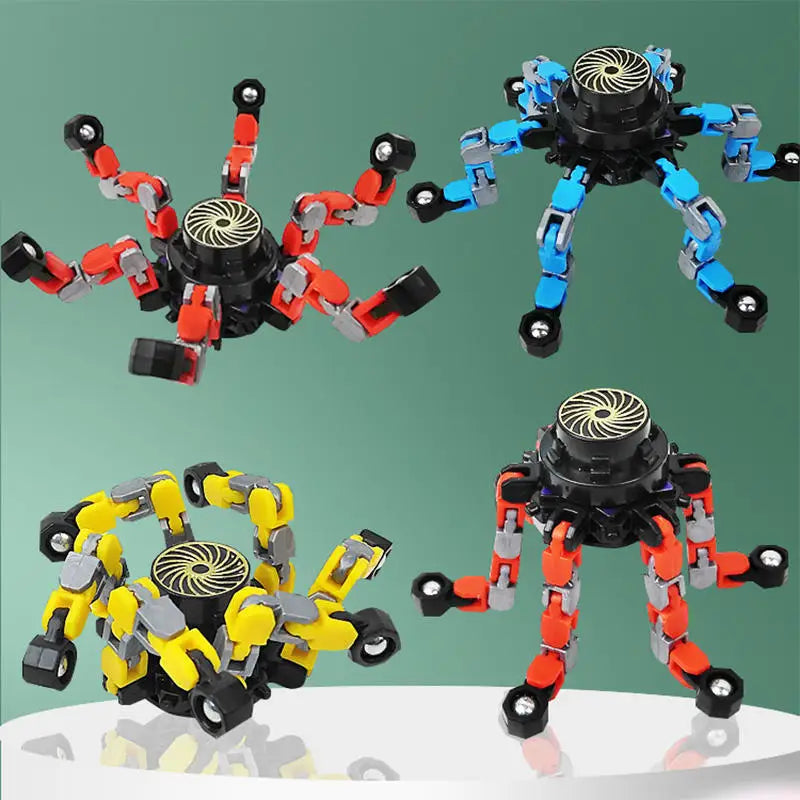 HKM-289107 Deformed Mechanical Gyro Luminous Fingertip Spinner Toy for Stress Relief