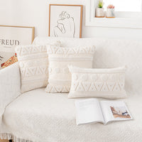 HKM-289107 Nordic Style Tufted Geometric Pillowcase – Cotton Cover with Diverse Colors and Textures, 45x45cm or 30x50cm