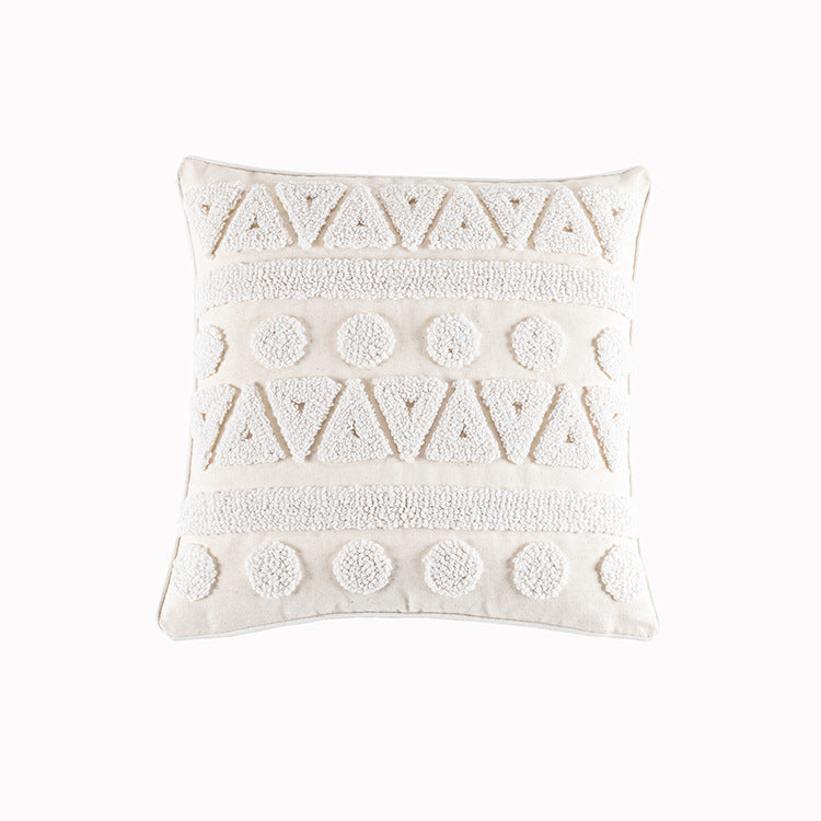 HKM-289107 Nordic Style Tufted Geometric Pillowcase – Cotton Cover with Diverse Colors and Textures, 45x45cm or 30x50cm