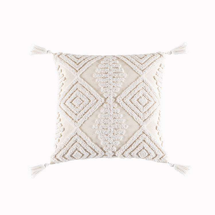 HKM-289107 Nordic Style Tufted Geometric Pillowcase – Cotton Cover with Diverse Colors and Textures, 45x45cm or 30x50cm
