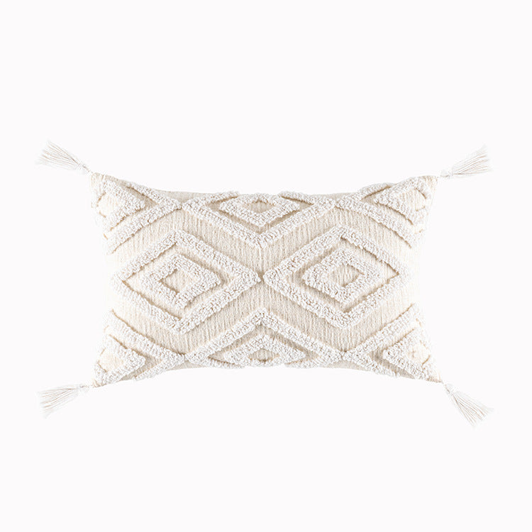 HKM-289107 Nordic Style Tufted Geometric Pillowcase – Cotton Cover with Diverse Colors and Textures, 45x45cm or 30x50cm