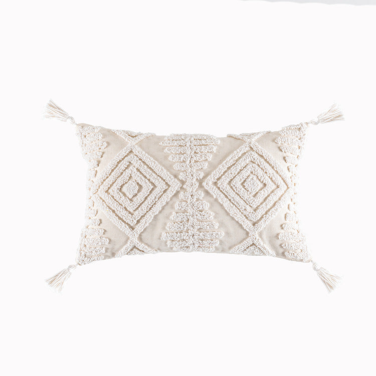 HKM-289107 Nordic Style Tufted Geometric Pillowcase – Cotton Cover with Diverse Colors and Textures, 45x45cm or 30x50cm