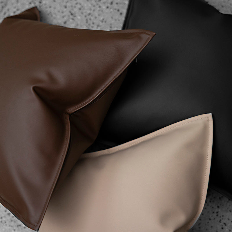 HKM-289235 Nordic Style Solid Leather Throw Pillow for Living Room or Bed Support