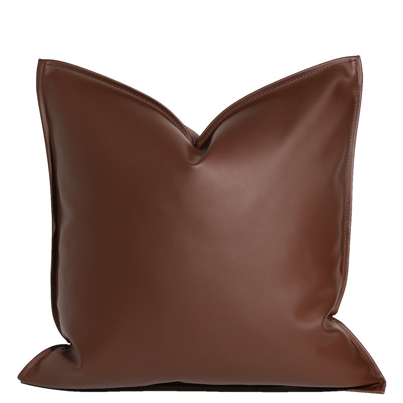 HKM-289235 Nordic Style Solid Leather Throw Pillow for Living Room or Bed Support