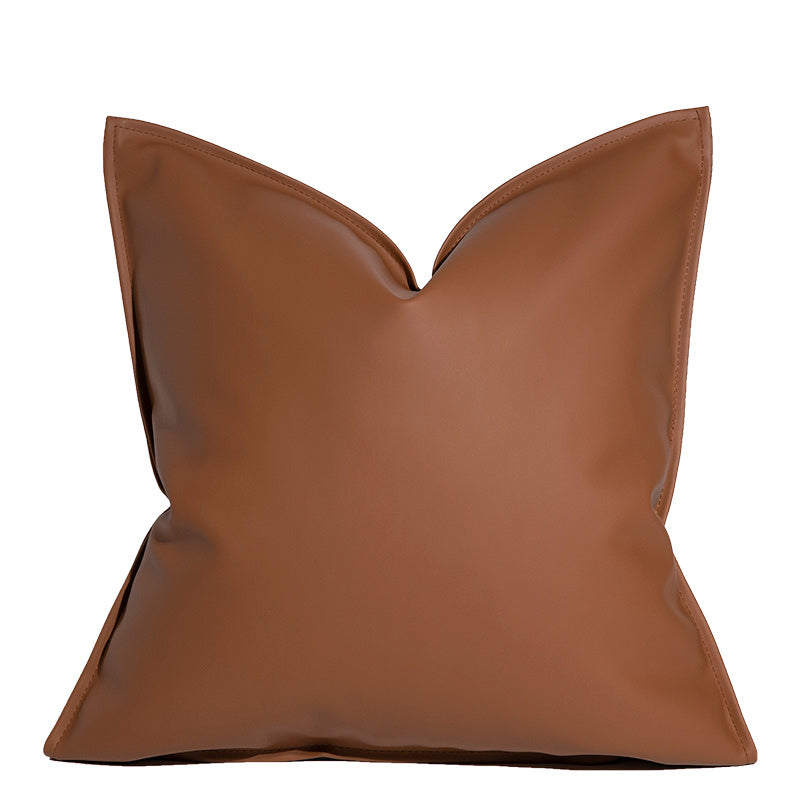 HKM-289235 Nordic Style Solid Leather Throw Pillow for Living Room or Bed Support