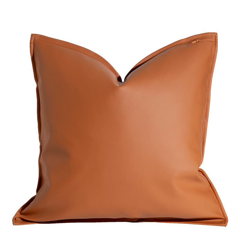 HKM-289235 Nordic Style Solid Leather Throw Pillow for Living Room or Bed Support