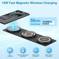 HKM-289363 3-In-1 Foldable Wireless Fast Charger for Phone, Watch & Earbuds