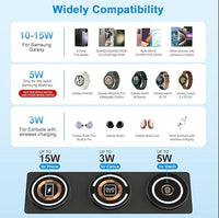 HKM-289363 3-In-1 Foldable Wireless Fast Charger for Phone, Watch & Earbuds