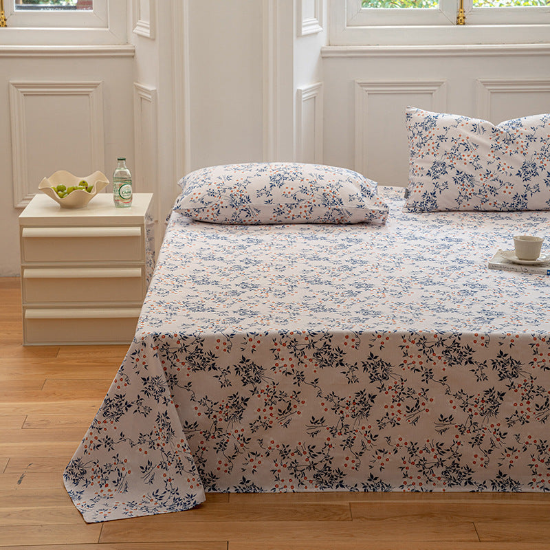 HKM-289427 Cotton Bed Sheet in Pastoral Flower Design – Multiple Sizes Available