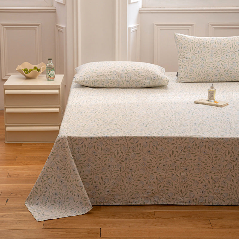 HKM-289427 Cotton Bed Sheet in Pastoral Flower Design – Multiple Sizes Available