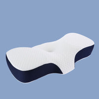 HKM-289427 Memory Foam Neck Support Pillow with Lyocell Fiber Cover - Butterfly Design, White