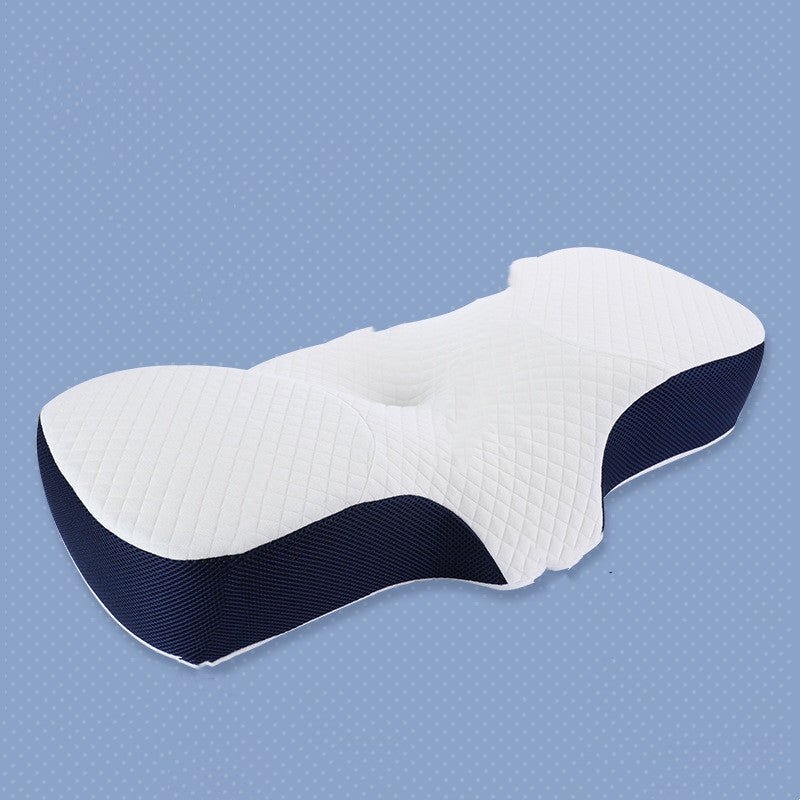 HKM-289427 Memory Foam Neck Support Pillow with Lyocell Fiber Cover - Butterfly Design, White