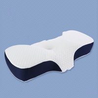 HKM-289427 Memory Foam Neck Support Pillow with Lyocell Fiber Cover - Butterfly Design, White