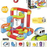 HKM-289747 Maglev Train Block Set - Flexible DIY Race Car Track Kit for Kids Ages 2 and Up