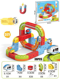 HKM-289747 Maglev Train Block Set - Flexible DIY Race Car Track Kit for Kids Ages 2 and Up