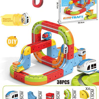 HKM-289747 Maglev Train Block Set - Flexible DIY Race Car Track Kit for Kids Ages 2 and Up